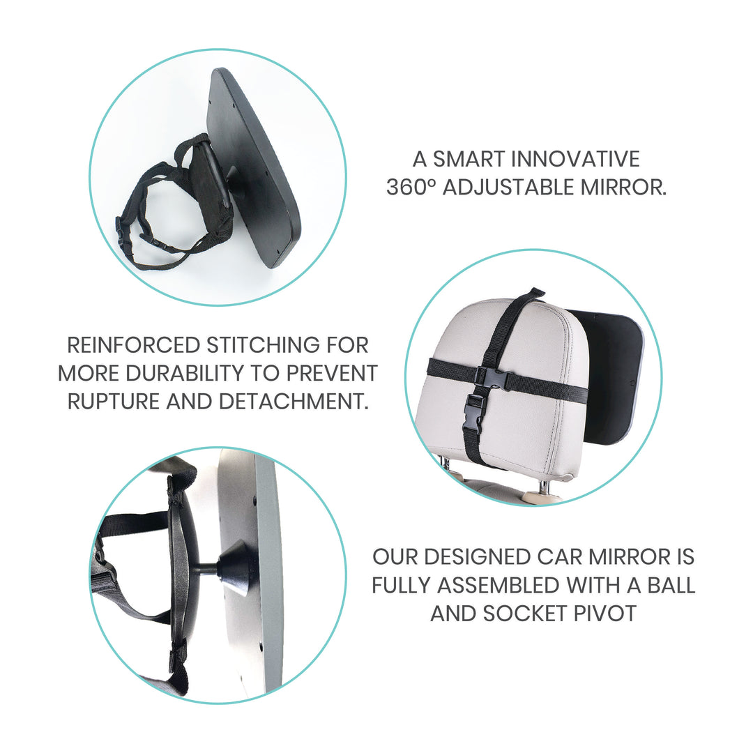 360° Rotation Large Backseat Baby Car Mirror